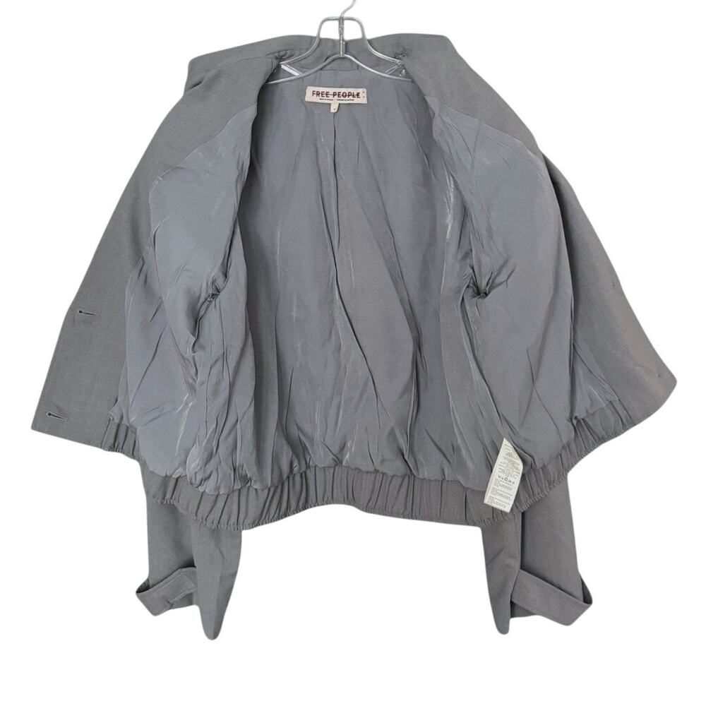 Free People Agnes Blazer Bomber Jacket Women's Med Grey Preppy Minimalist NEW - Picture 5 of 7